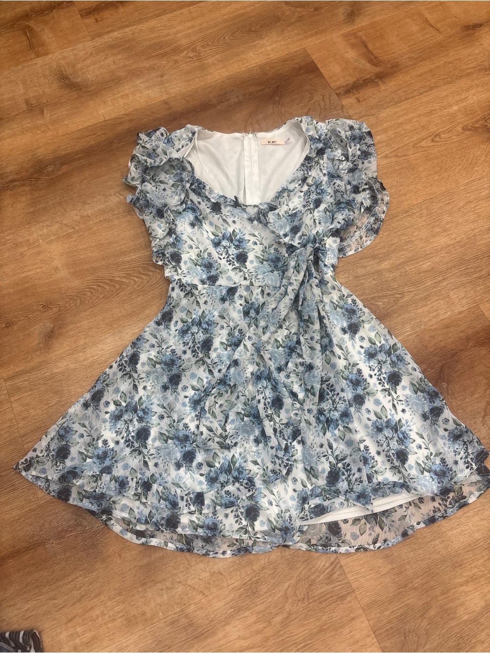 miami Blue Floral Ruffle Mini Dress